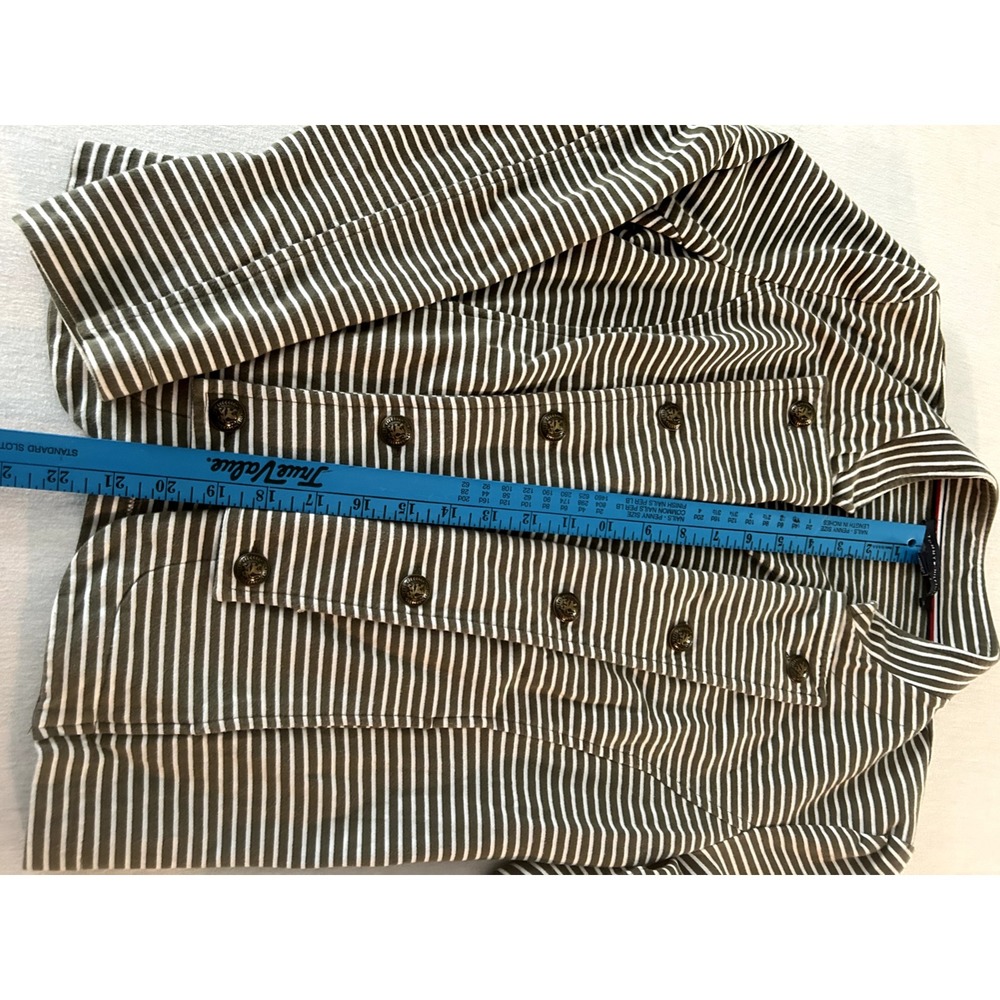 Tomm Hilfiger Womens navy and white‎ striped military style blazer Jacker Medium - Picture 4 of 11